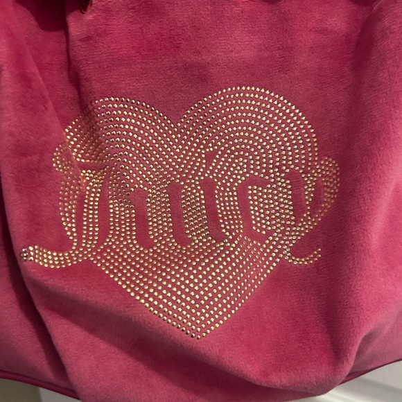 Juicy Couture Pink Velvet Tote Bag with Heart Logo - Picture 2 of 5